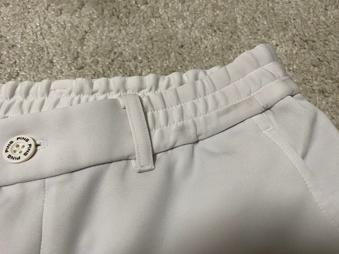 PING ゴルフパンツ ホワイト ジョガータイプ ロゴ入り ストレッチ　M