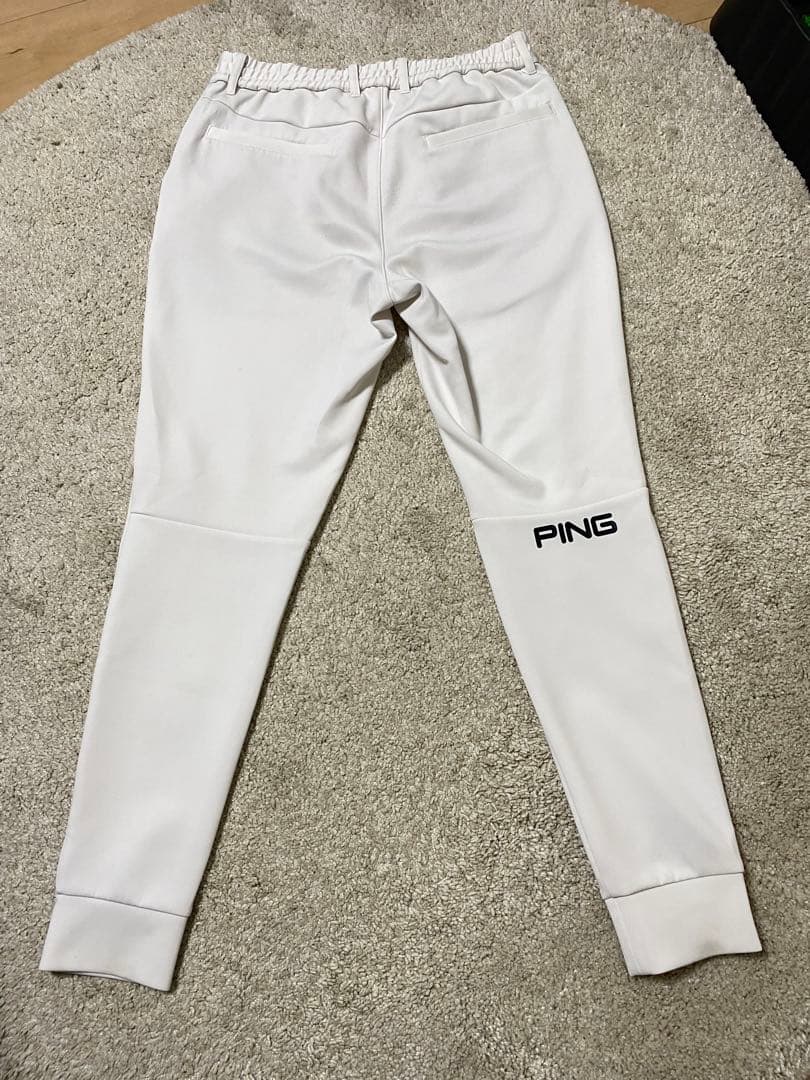 PING ゴルフパンツ ホワイト ジョガータイプ ロゴ入り ストレッチ　M