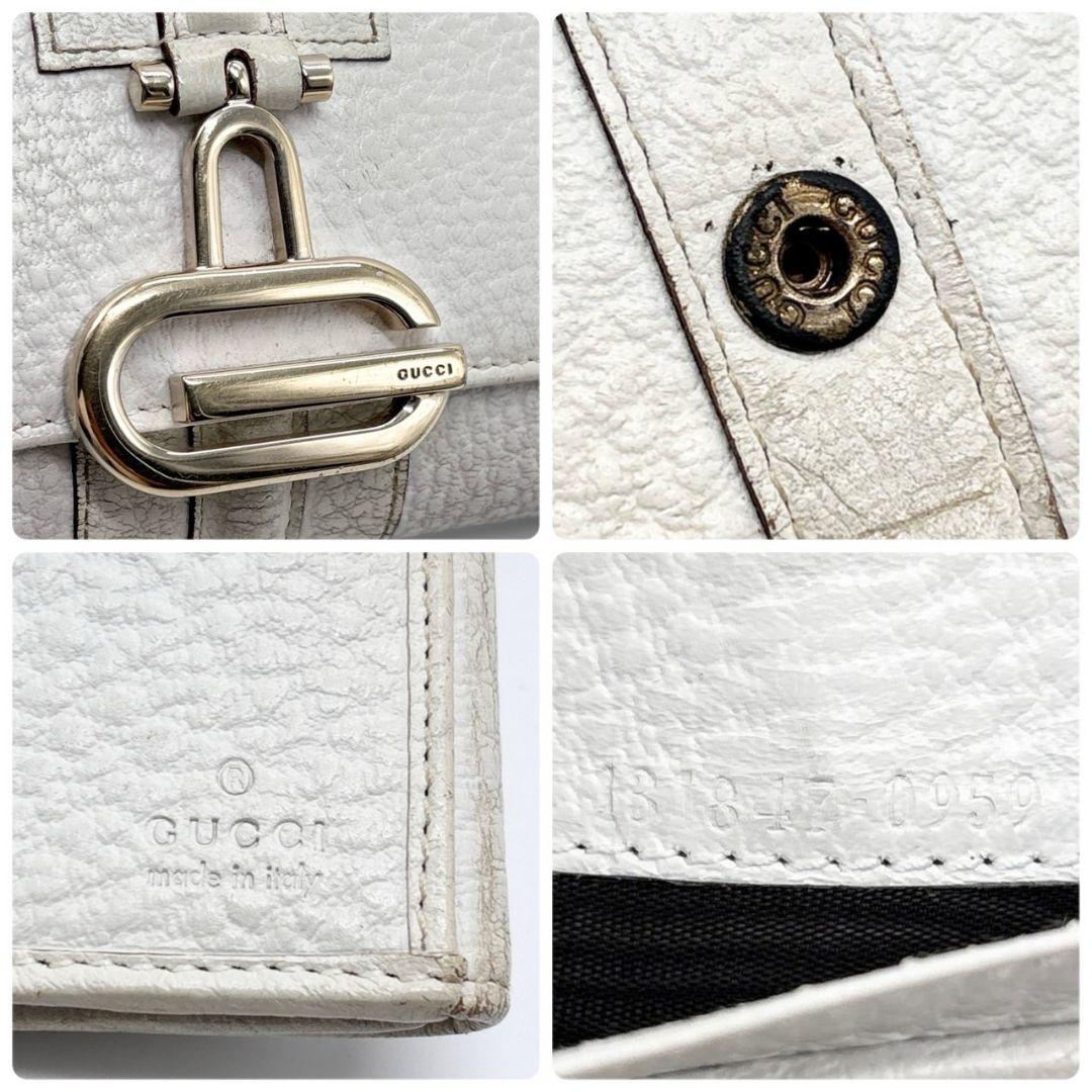 【上品】GUCCI グッチ 長財布 Gロゴ金具 Wホック レザー ホワイト