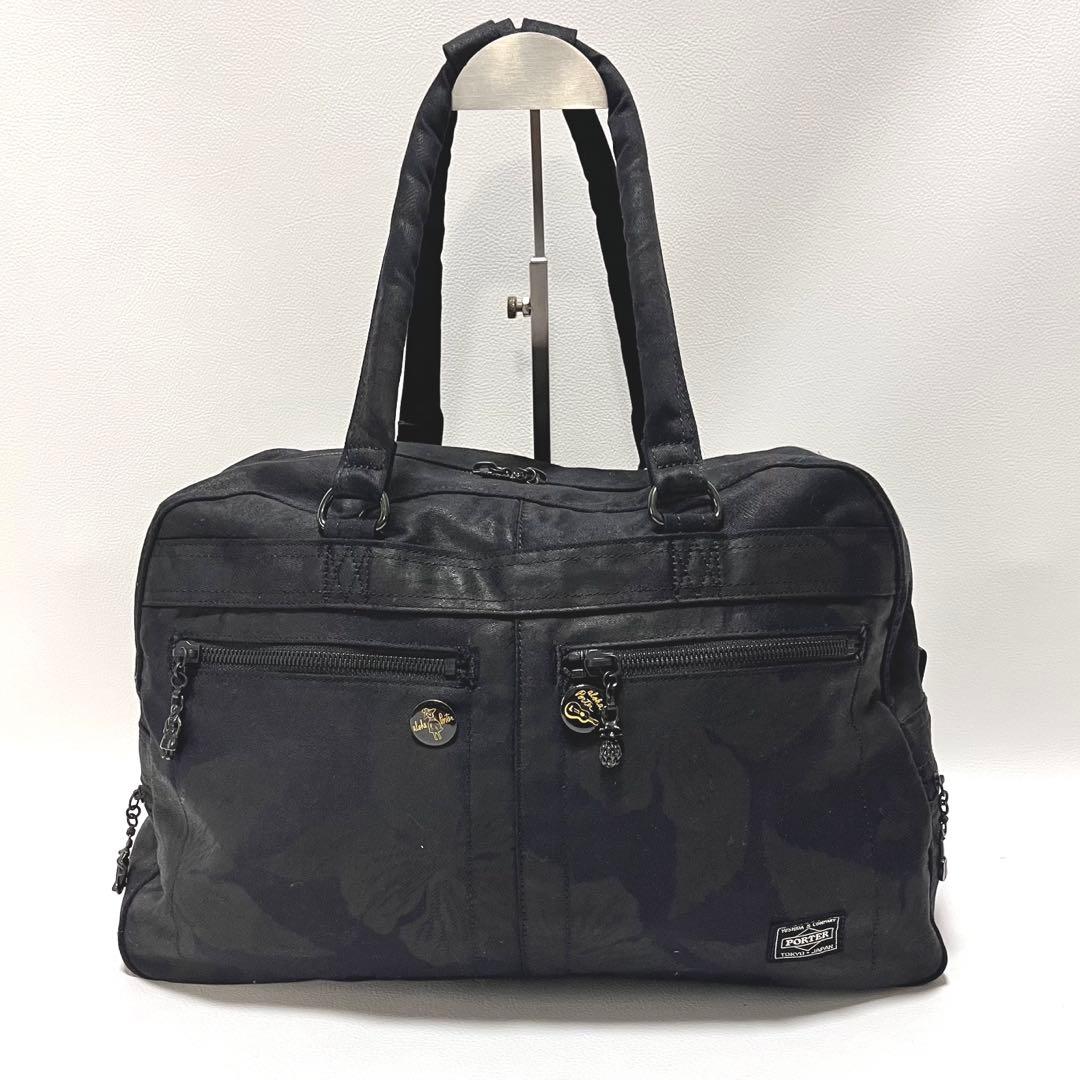 希少 極美品 PORTER ALOHA ボストン 黒　ミニポーチ付き