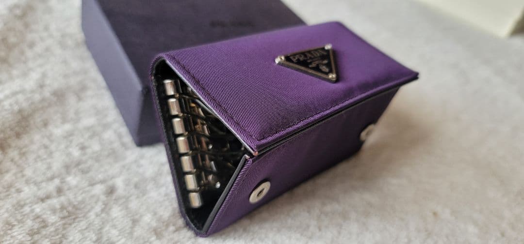 PRADA パープル ナイロン キーケース