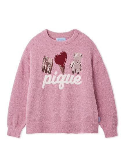 【Valentine】ワンポイントジャガードプルオーバー 総柄ロングパンツセット