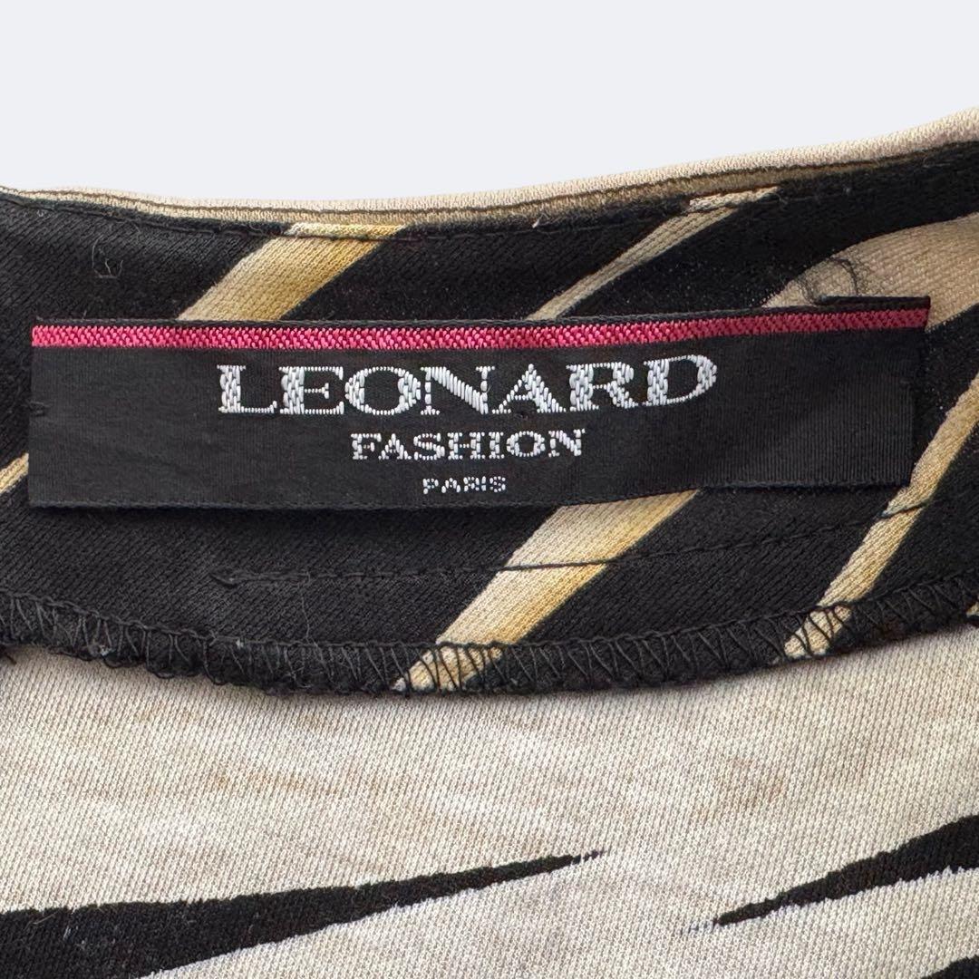 LEONARD レオナール カットソー Tシャツ 半袖 ブラック 花柄 綿 黒色