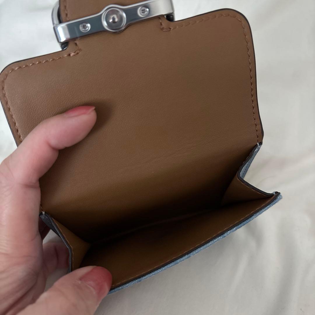美品 ❗️COACHコーチスモールモーガンウォレットシグネチャーシャンブレー 財布