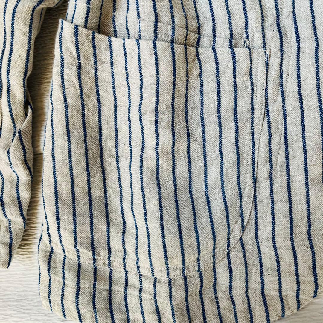 美品　45R リネンジャケット　ストライプ