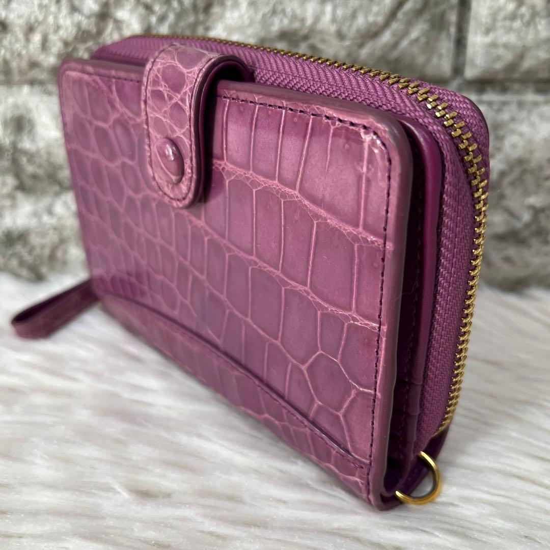 【美品】日テレ　ポシュレ　イタリアZUMA シャイニングクロコ コンパクト財布