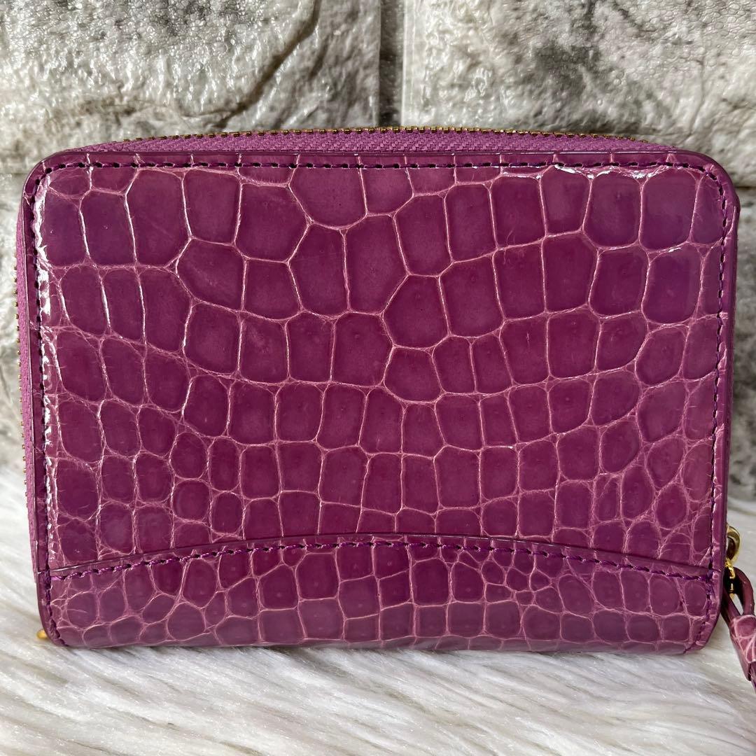 【美品】日テレ　ポシュレ　イタリアZUMA シャイニングクロコ コンパクト財布