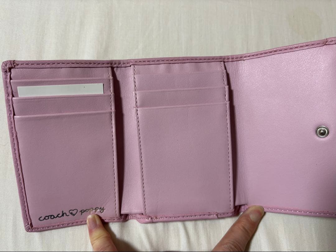 新品☆コーチ 三つ折り財布 ピンク