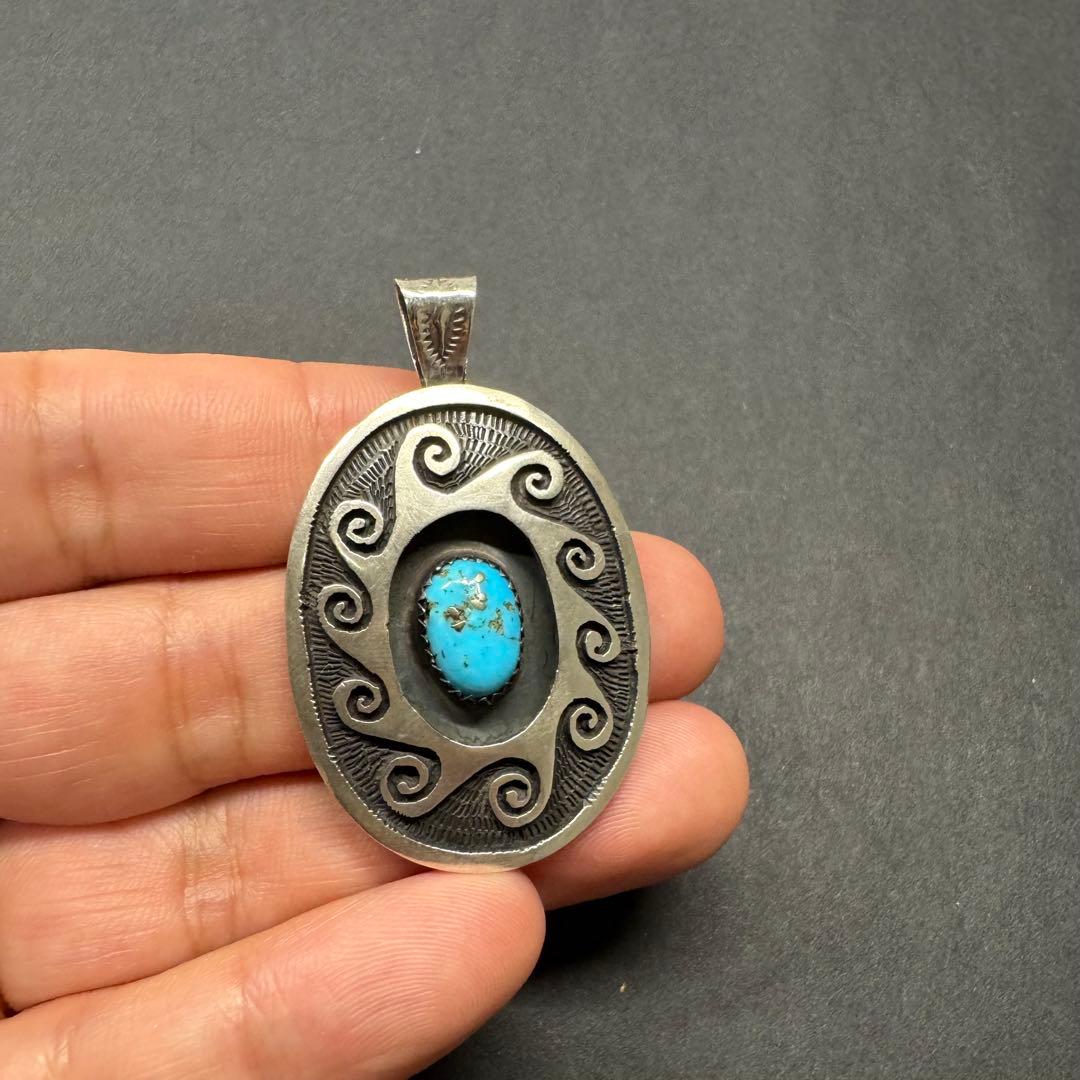 【ホピ オーバーレイ ターコイズ 】ペンダントトップ sterling刻印