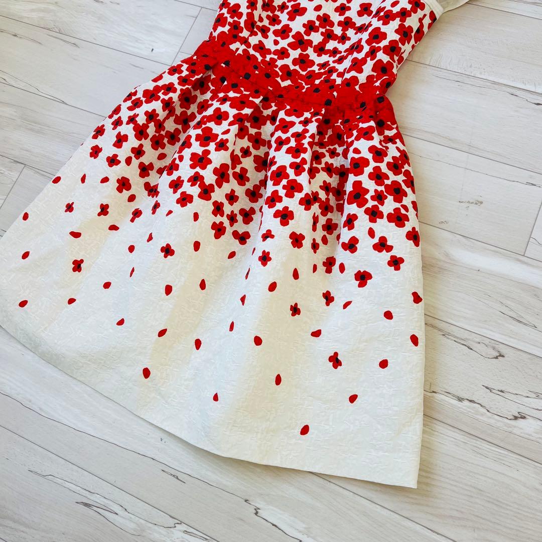 【極美品】近年エムズグレイシー 花柄ワンピース　Aライン ジャガード　フレア