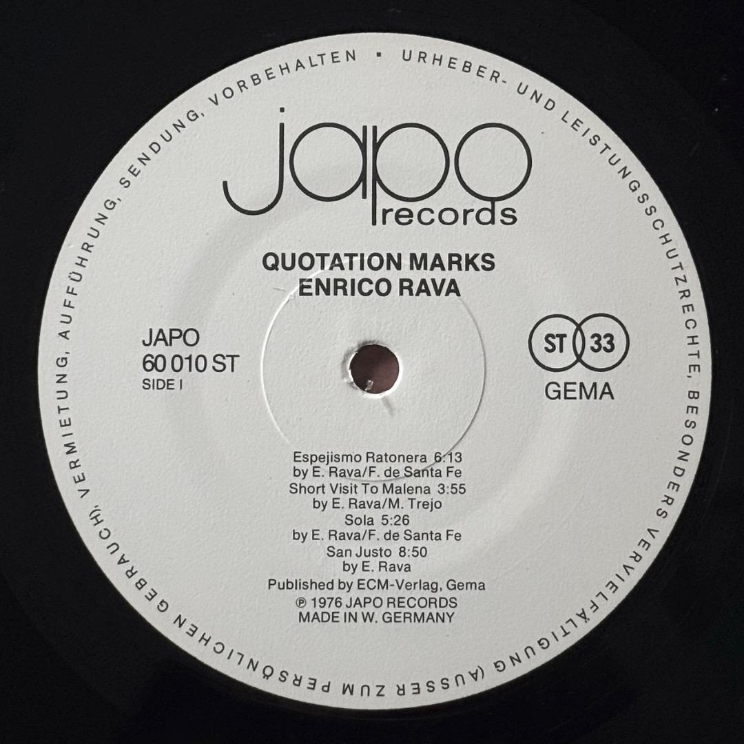 Enrico Rava Quotation Marks エンリコ・ラヴァ 独盤