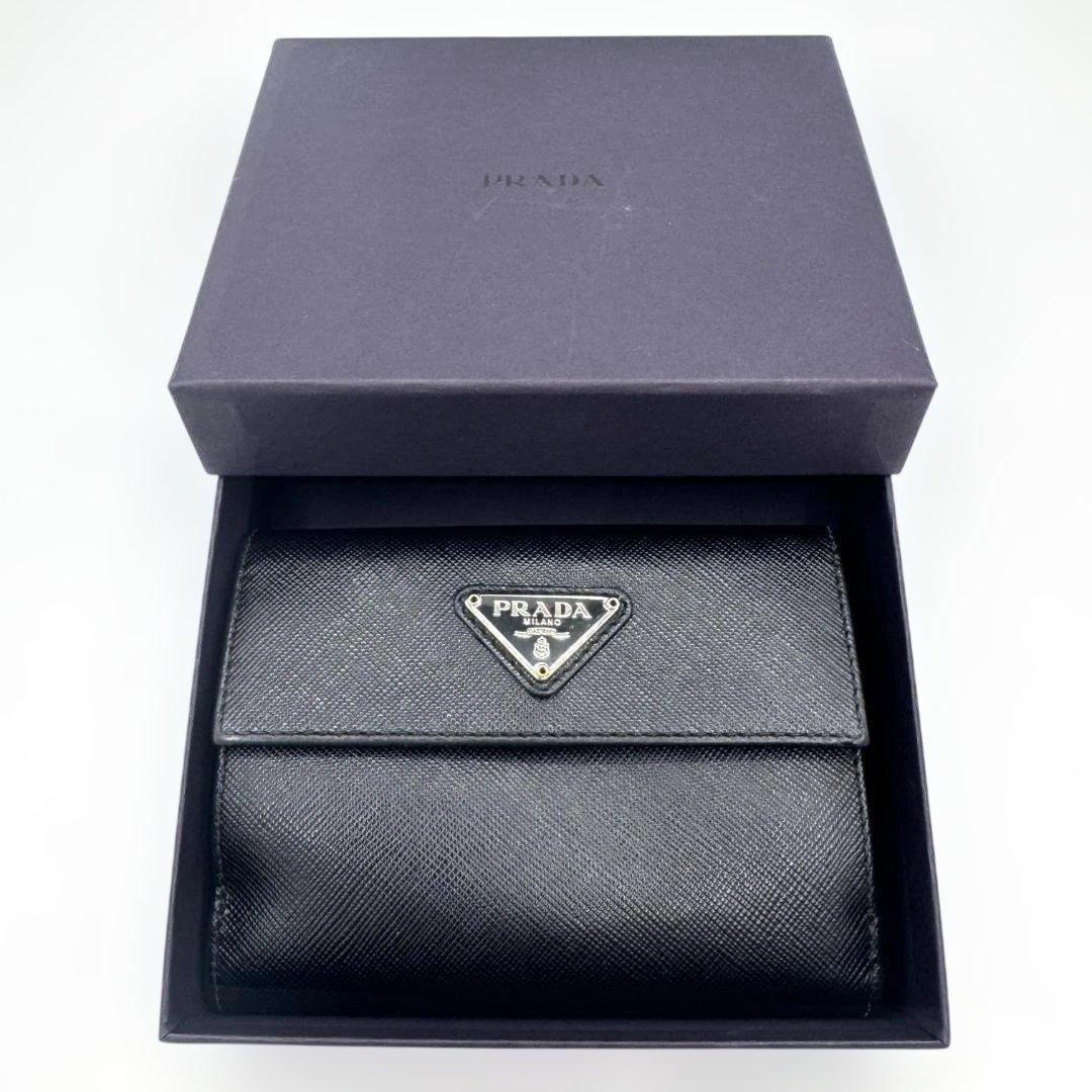 美品 プラダ PRADA サフィアーノ 折り財布 箱 ギャランティ付き