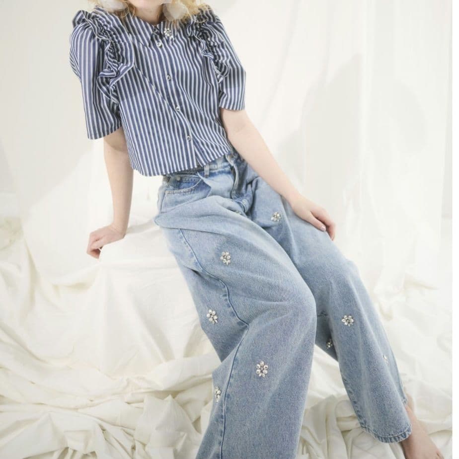 AND COUTURE◇アンドクチュール　《25AW》ビジュータックワイドデニム
