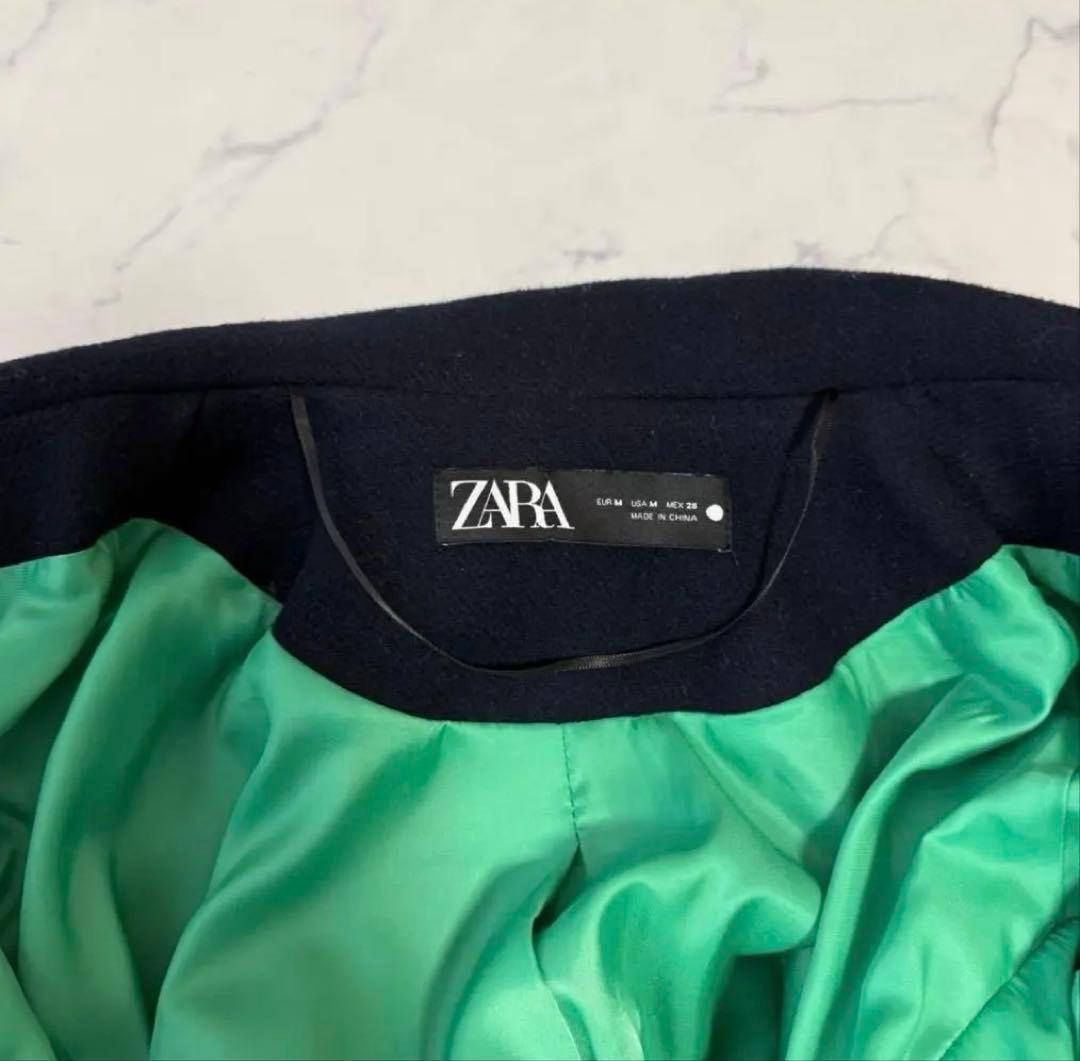 大人気完売 ZARA マッチングボンバーコート MA-1 ネイビー×グリーン Ｍ