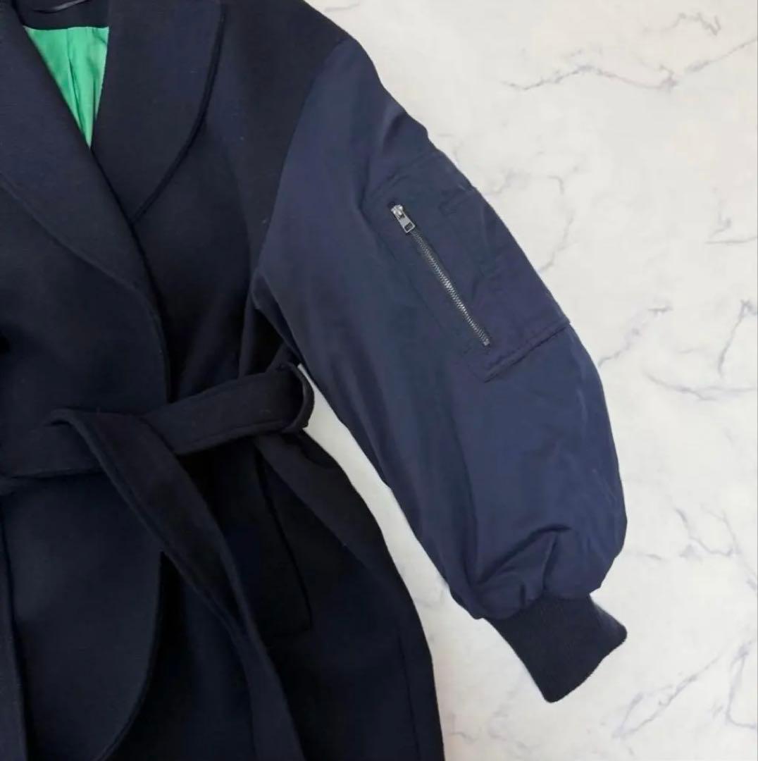 大人気完売 ZARA マッチングボンバーコート MA-1 ネイビー×グリーン Ｍ