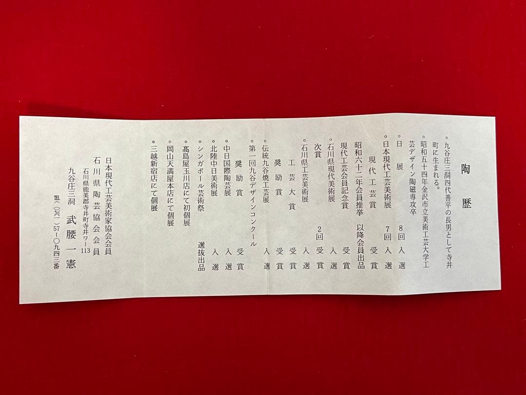 九谷焼 武腰一憲 山岸雄三 酒盃 二客 共箱 共布 陶歴付 管理K320