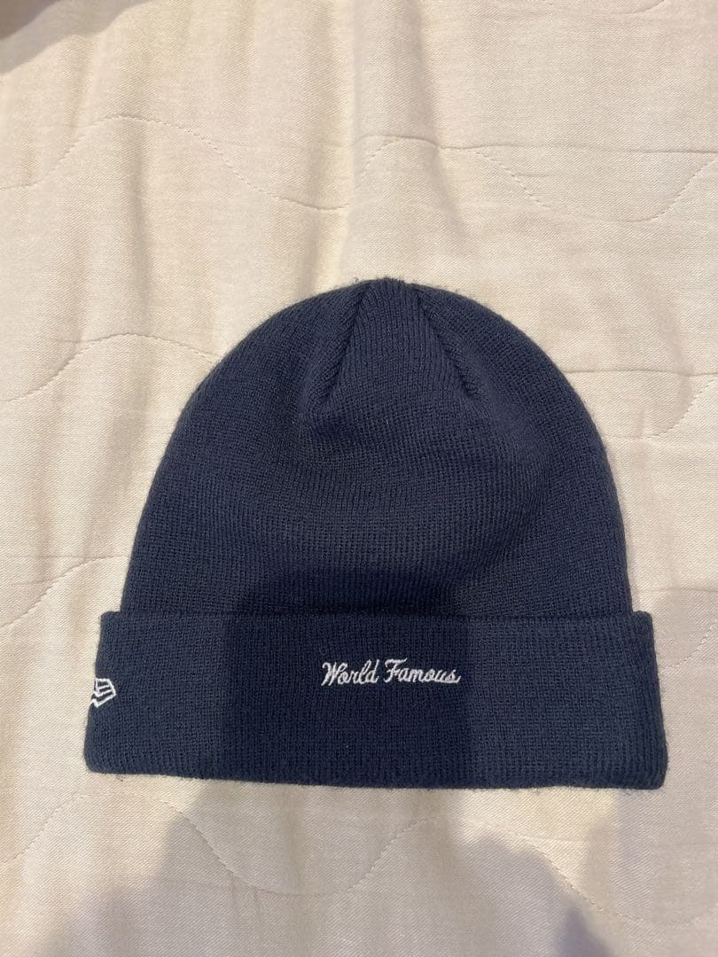 Supreme ネイビー ビーニー World Famous刺繍