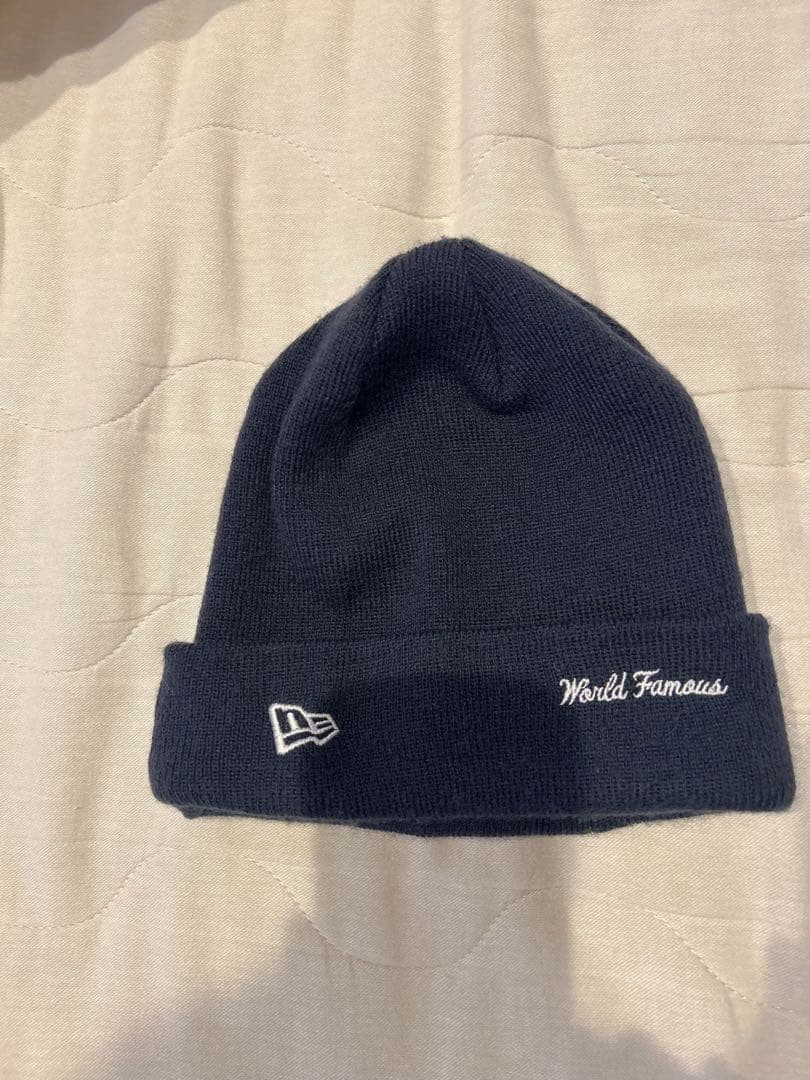 Supreme ネイビー ビーニー World Famous刺繍