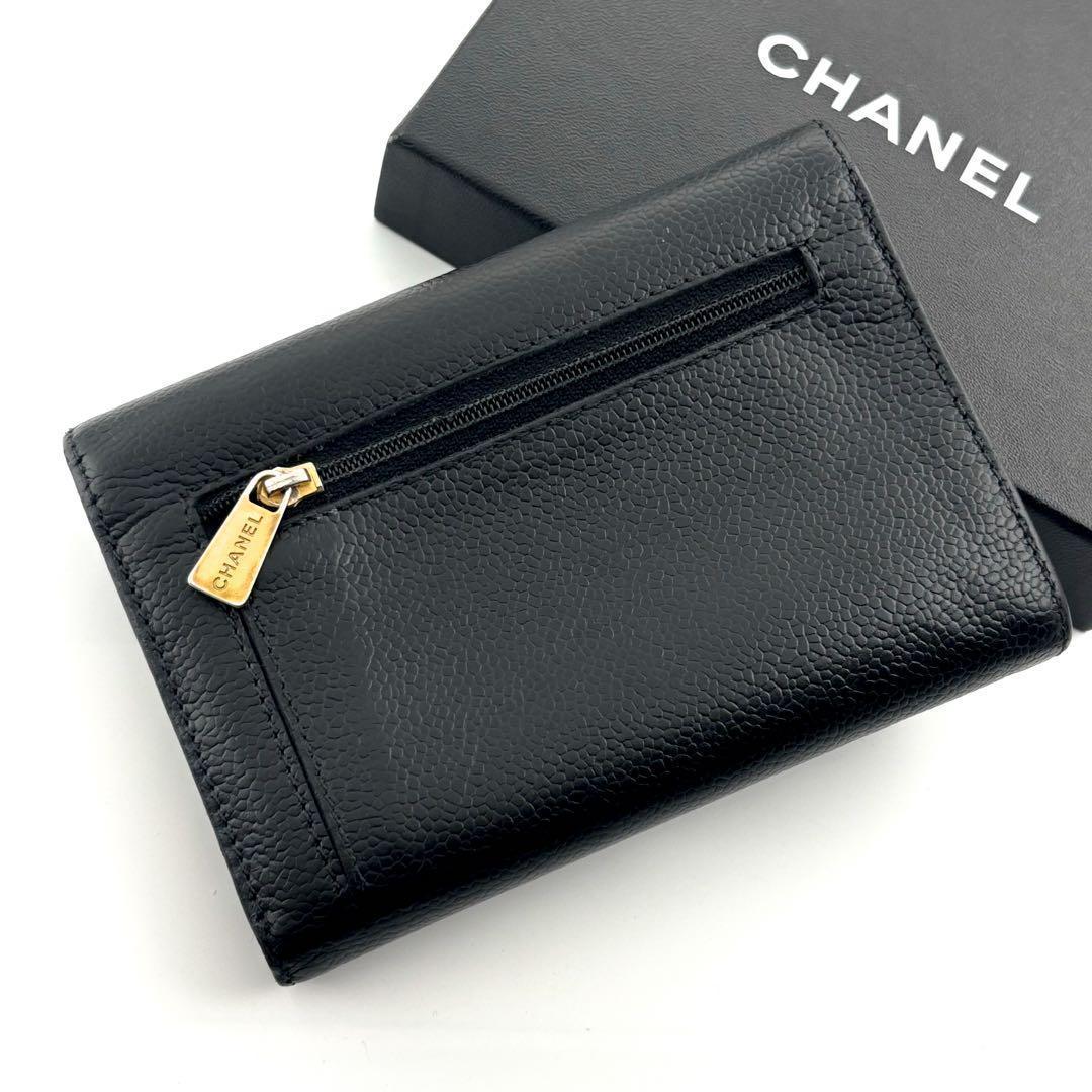最終価格【極美品✨】シャネル 財布 ココステッチ デカココ キャビア 三つ折