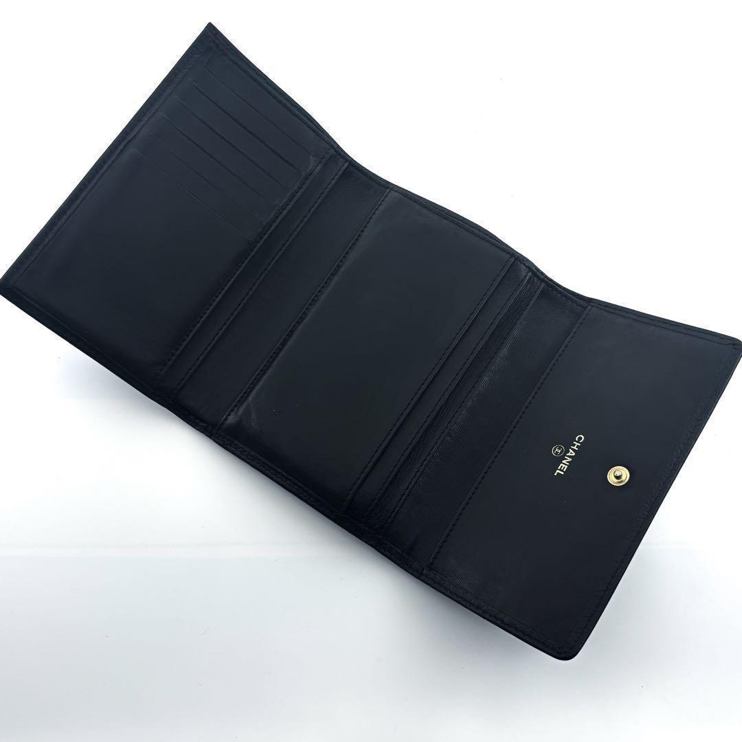 最終価格【極美品✨】シャネル 財布 ココステッチ デカココ キャビア 三つ折
