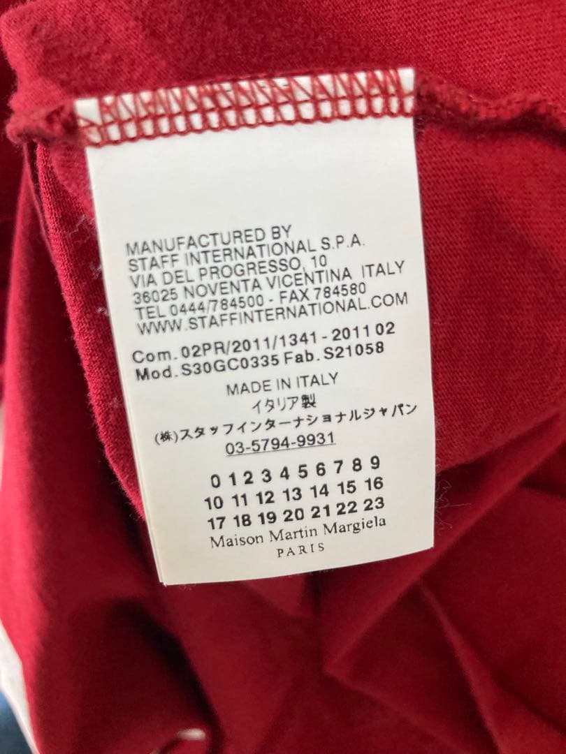 マルジェラ　Ｔシャツ　レッド　サイズM