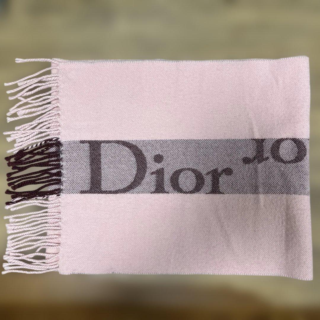 Christian Dior ディオール マフラー ピンク ロゴ入り フリンジ