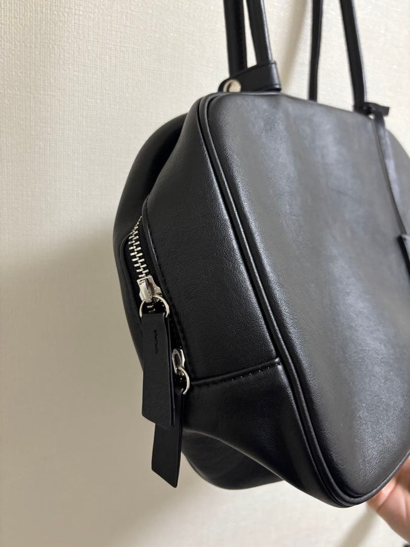 美品 anuke Ecoleather Boston Bagブラック アンヌーク