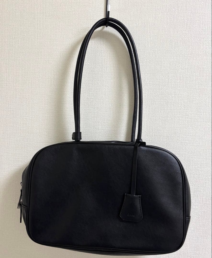 美品 anuke Ecoleather Boston Bagブラック アンヌーク