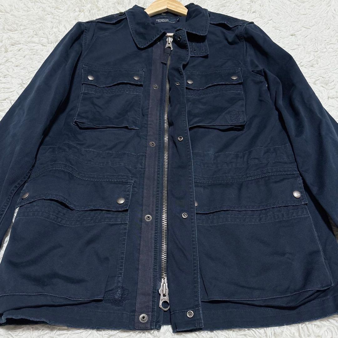 希少 ラルフローレン 90s サファリジャケット ヴィンテージ加工 濃紺