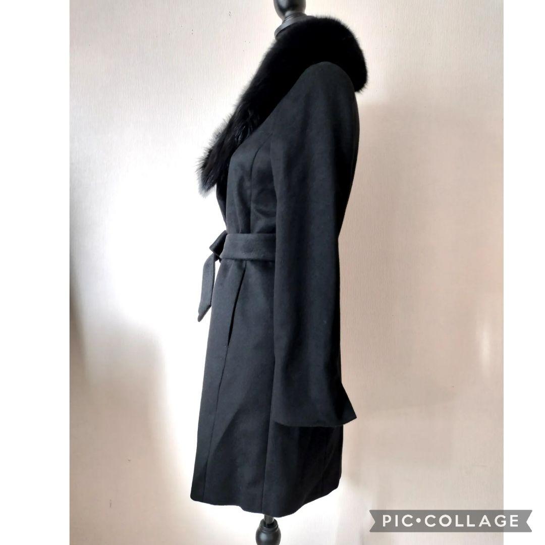 【極美品】ルスーク カシミヤ100% Aラインコート フォックスファー ベルト