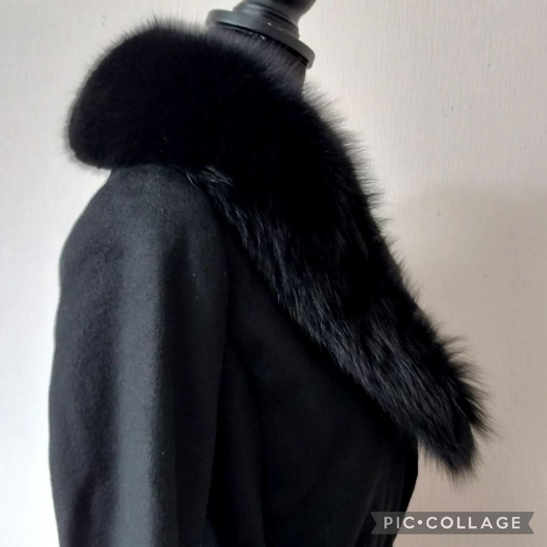 【極美品】ルスーク カシミヤ100% Aラインコート フォックスファー ベルト