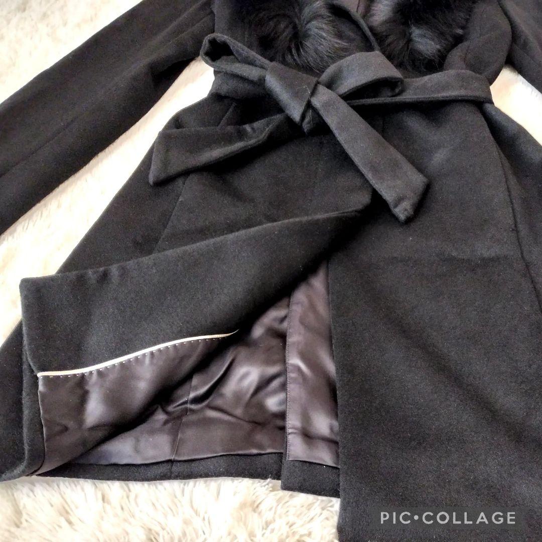 【極美品】ルスーク カシミヤ100% Aラインコート フォックスファー ベルト