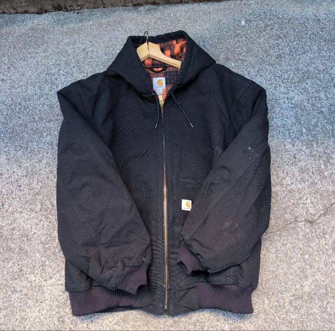 【着画あり】Carhartt　ハンティングアクティブジャケットブラック　裏地あり