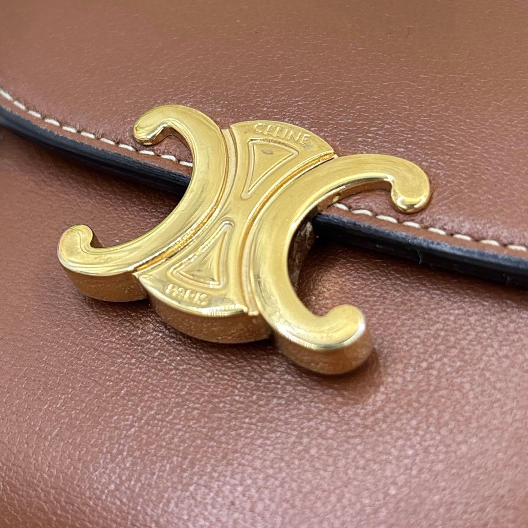 大人気✨CELINE トリオンフ スモール フラップ ウォレット 三つ折り タン