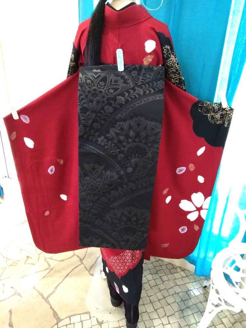 振袖フルセット、正絹成人式、ワイドサイズ、重ね衿帯揚げ帯締め、松坂屋京の名古屋帯