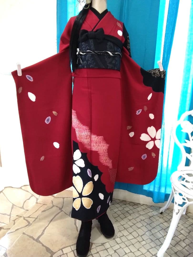 振袖フルセット、正絹成人式、ワイドサイズ、重ね衿帯揚げ帯締め、松坂屋京の名古屋帯