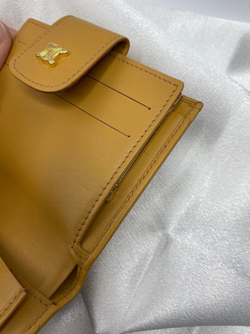 極美品　オールドセリーヌ　がま口　二つ折り財布　マカダム　ゴールド金具