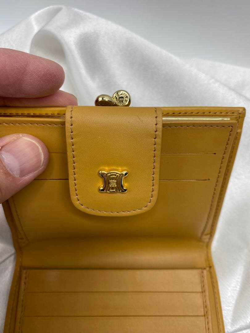 極美品　オールドセリーヌ　がま口　二つ折り財布　マカダム　ゴールド金具