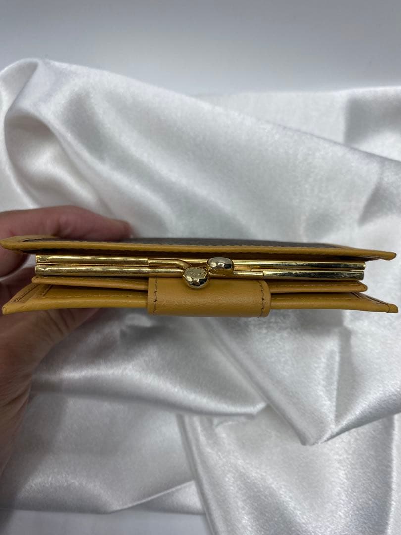 極美品　オールドセリーヌ　がま口　二つ折り財布　マカダム　ゴールド金具