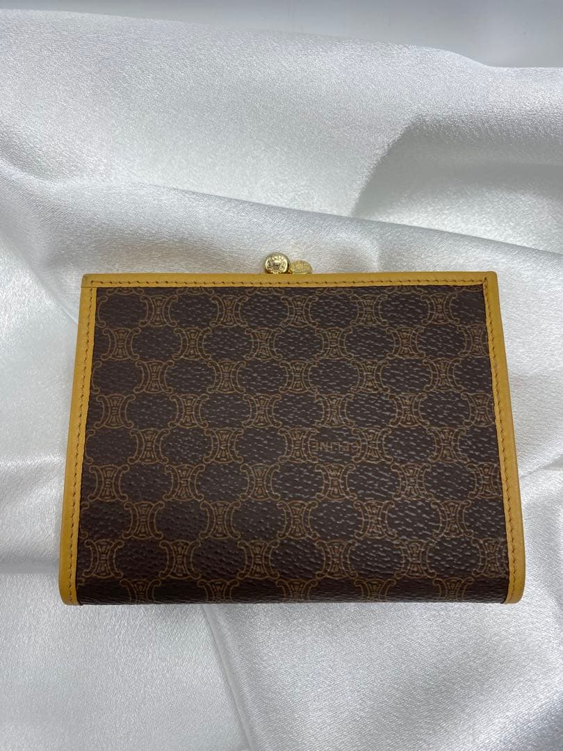 極美品　オールドセリーヌ　がま口　二つ折り財布　マカダム　ゴールド金具