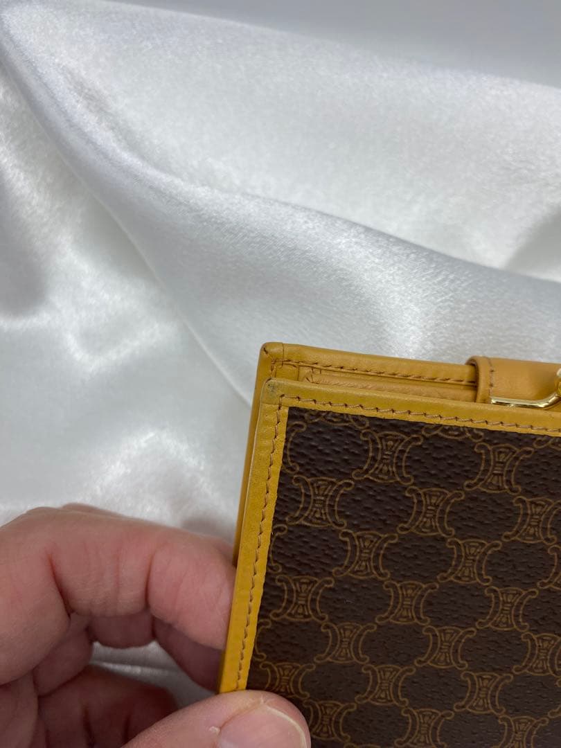 極美品　オールドセリーヌ　がま口　二つ折り財布　マカダム　ゴールド金具