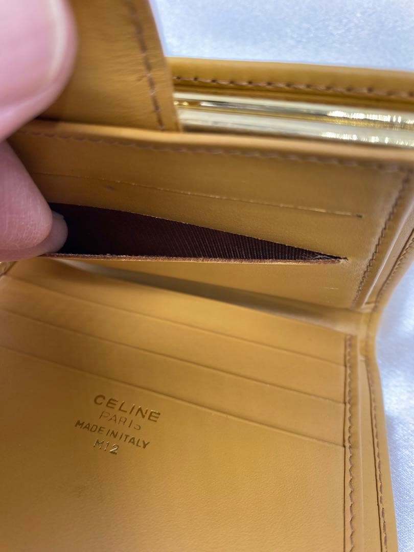 極美品　オールドセリーヌ　がま口　二つ折り財布　マカダム　ゴールド金具
