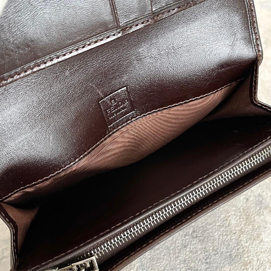 人気✨FENDI ズッカ 二つ折り財布 FF キャンバス レザー ブラウン