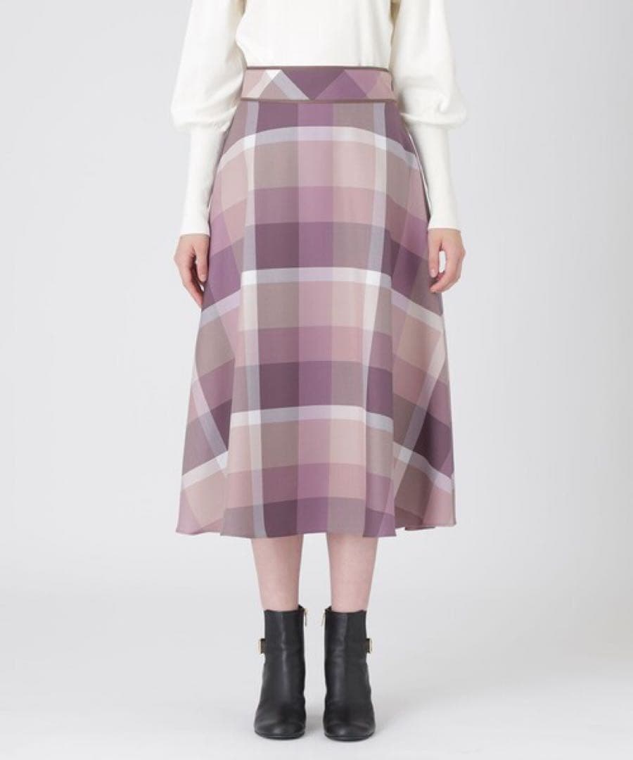 ブルーレーベル　クレストブリッジチェッククロッシングツイルフレアスカート