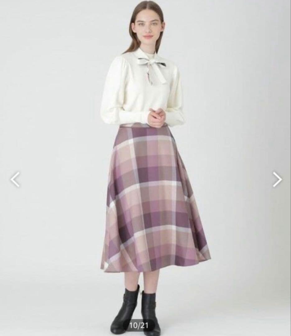 ブルーレーベル　クレストブリッジチェッククロッシングツイルフレアスカート