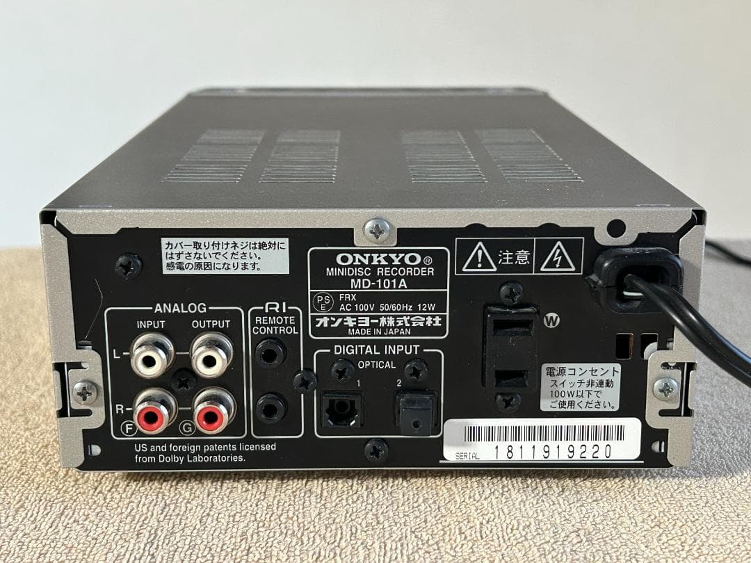ONKYO オンキョー　MD-101A MDレコーダー取説付　中古動作確認済