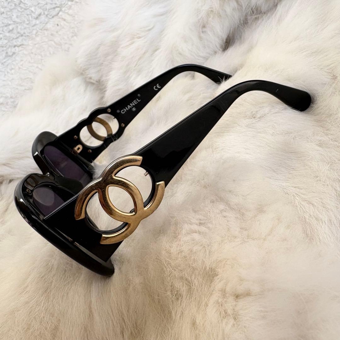 CHANEL シャネル ブラック ゴールドロゴ ココマーク フルリム サングラス