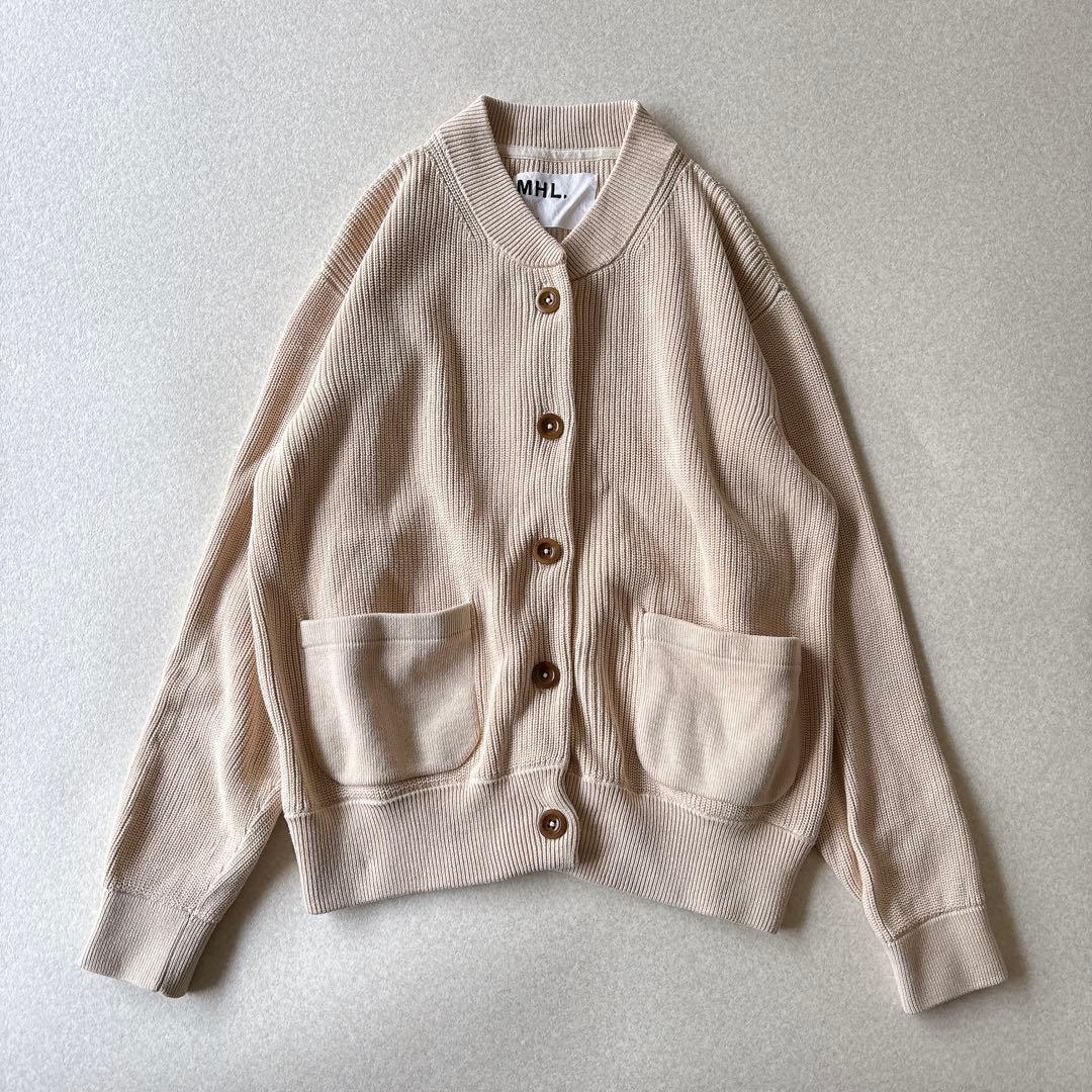 MHL. コットンニットカーディガン　M アイボリー