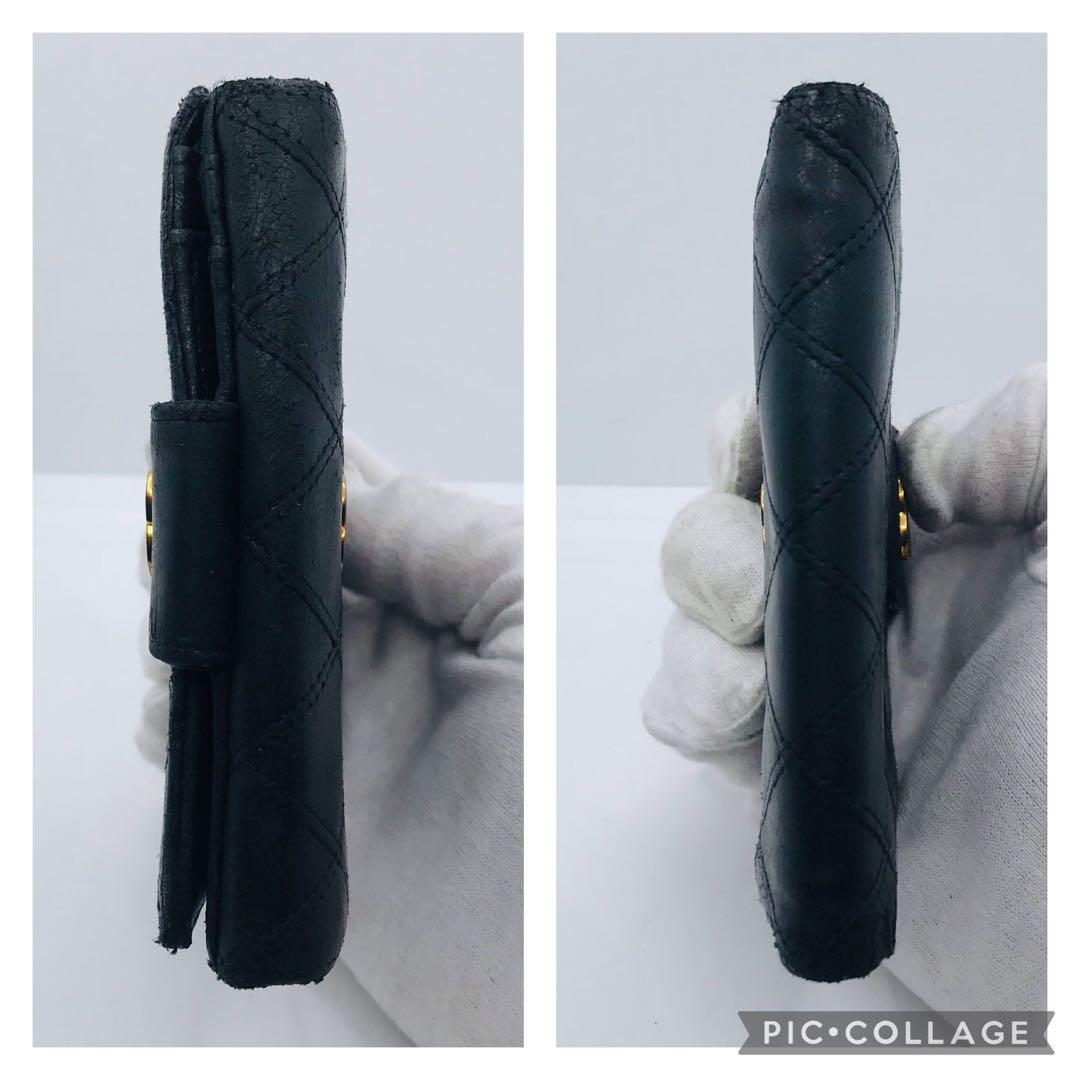 CHANEL✨ ココマーク キルティング 黒 ブラック 二つ折り財布 ロゴ金具
