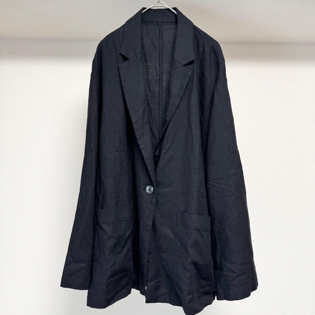 完売品 スリードッツ Linen rayon jacket 黒 S〜M リネン